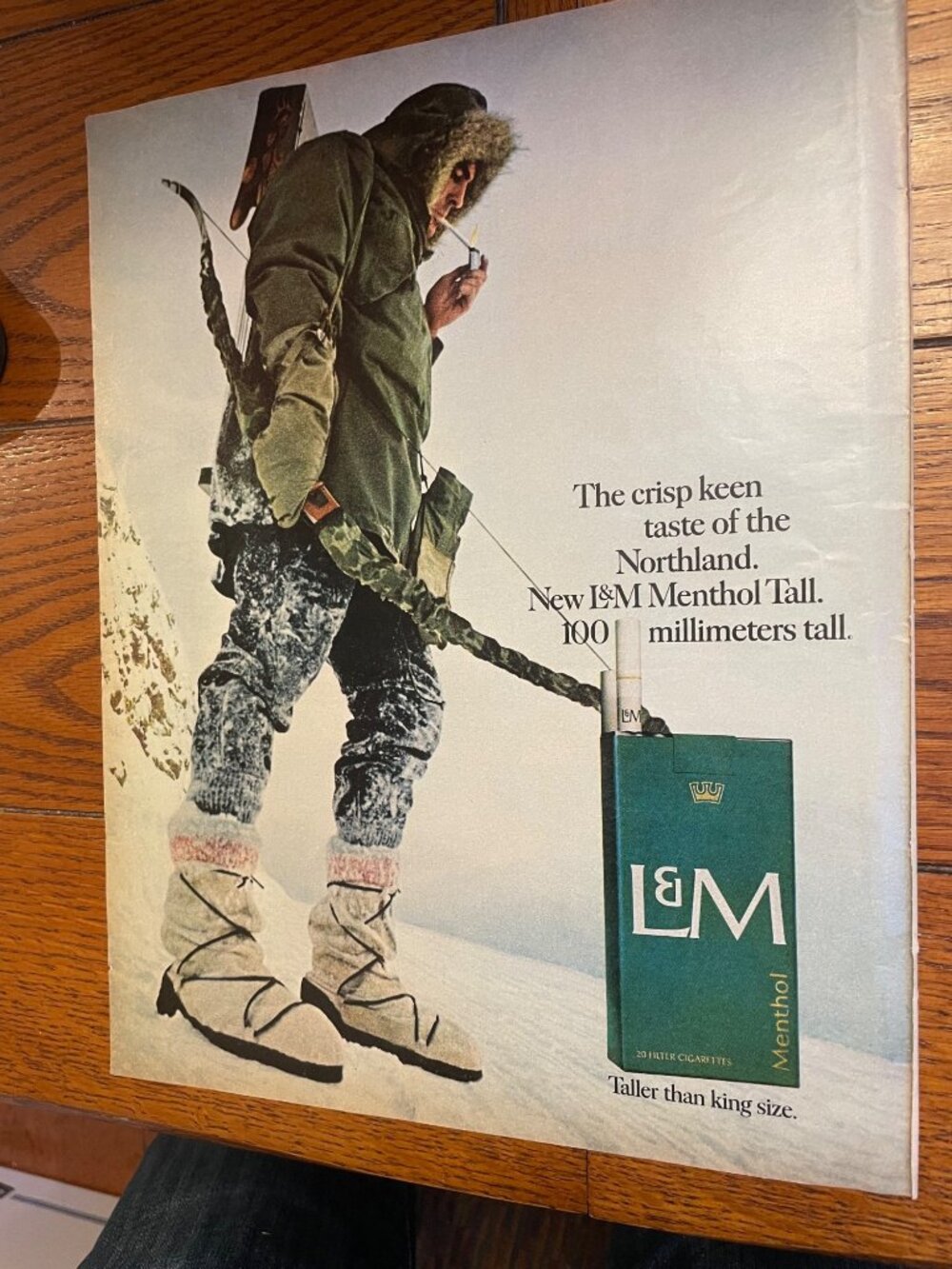 Vintage 1970s L&M Menthol Cigarettes Print Ad - 100mm Tall Advertisement